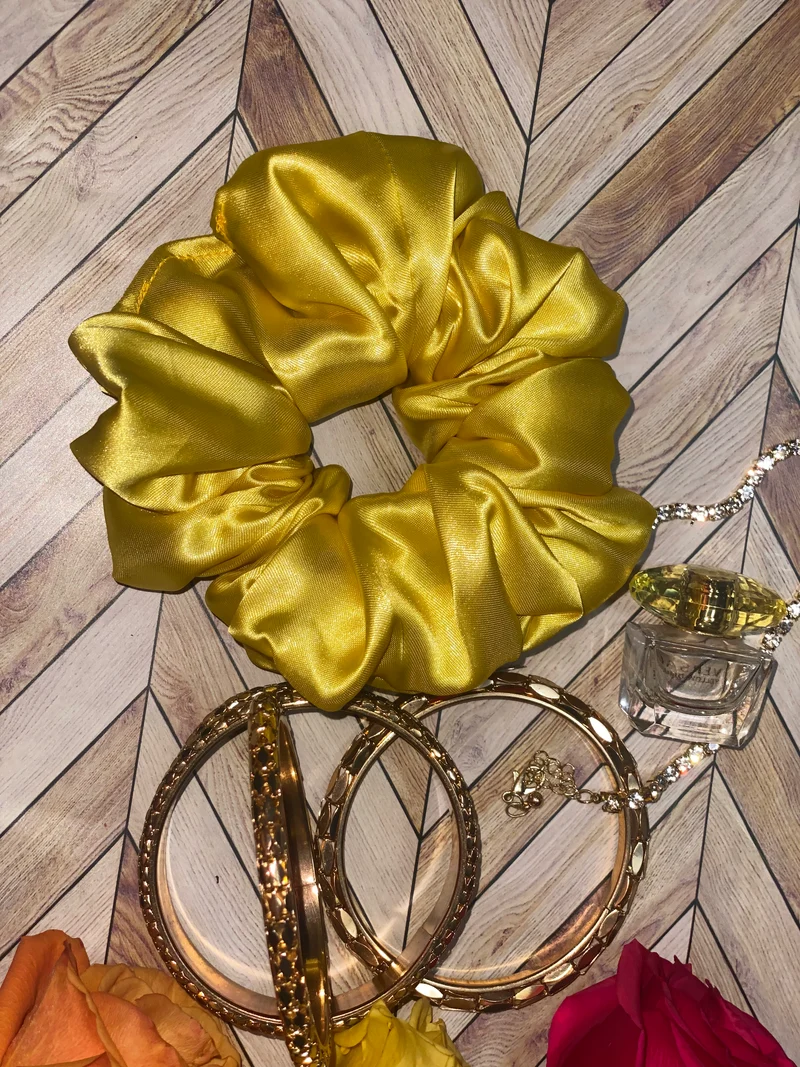 XL Yellow Satin Scrunchie